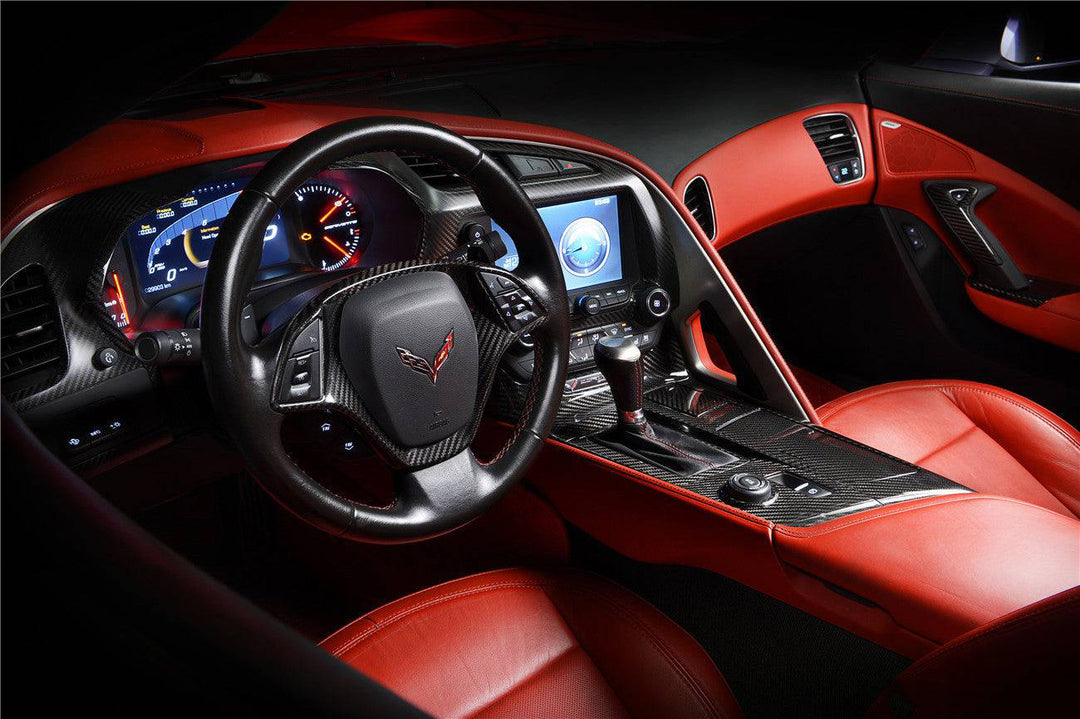 CORVETTE C7 Z06 GRANDSPORT DRY CARBON FIBER AUTOMATIC MANUAL CONTROL GEAR SHIFT PANEL COVER TRIM