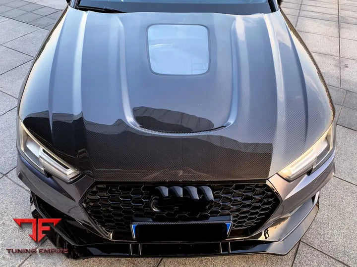 AUDI A4 S4 B9 B9.5 2017 + CARBON FIBER TEMPERED GLASS HOOD