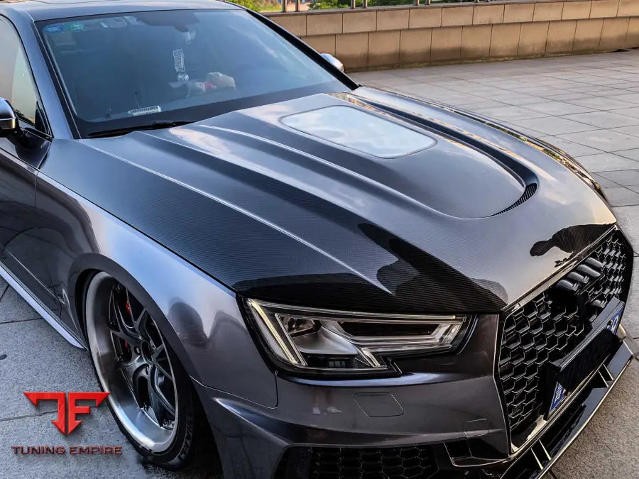 AUDI A4 S4 B9 B9.5 2017 + CARBON FIBER TEMPERED GLASS HOOD