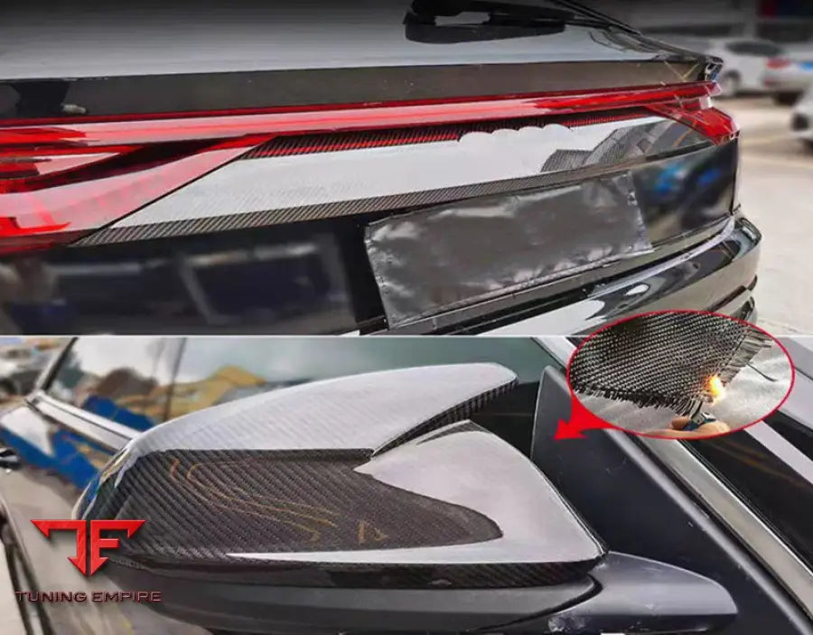 AUDI Q8 DRY CARBON FIBER MIRROR COVERS AND BODY TRIM REAR