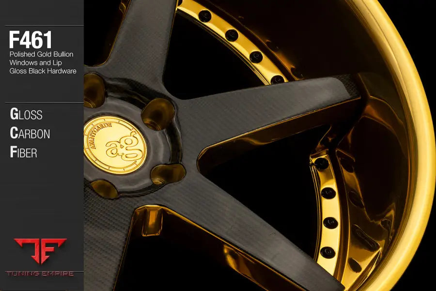 AVANT GARDE AG F461 - CARBON FIBER OVERLAY WITH POLISHED GOLD BULLION WINDOWS