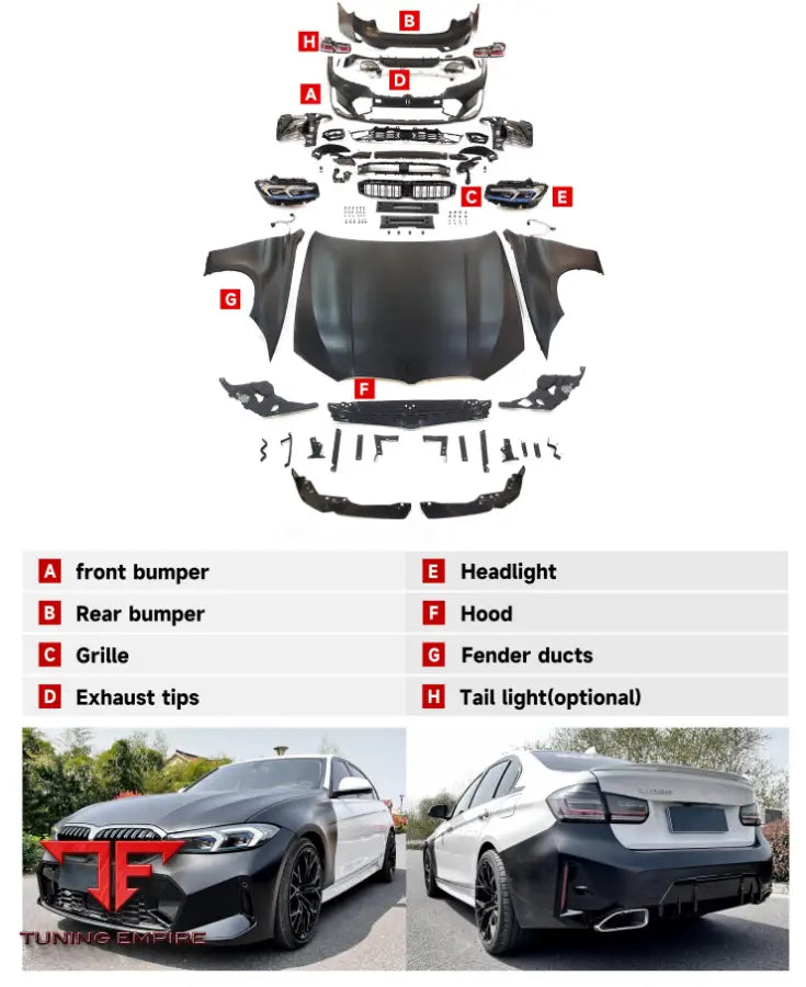 BMW 3 SERIES F30/F35 UPGRADE 2023 G20 LCI BODY KIT 2013-2019y