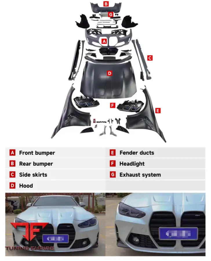 BMW 4 SERIES F32/F34/F35/F36 UPGRADE TO G82 M4 WIDE BODY KIT 2013y+