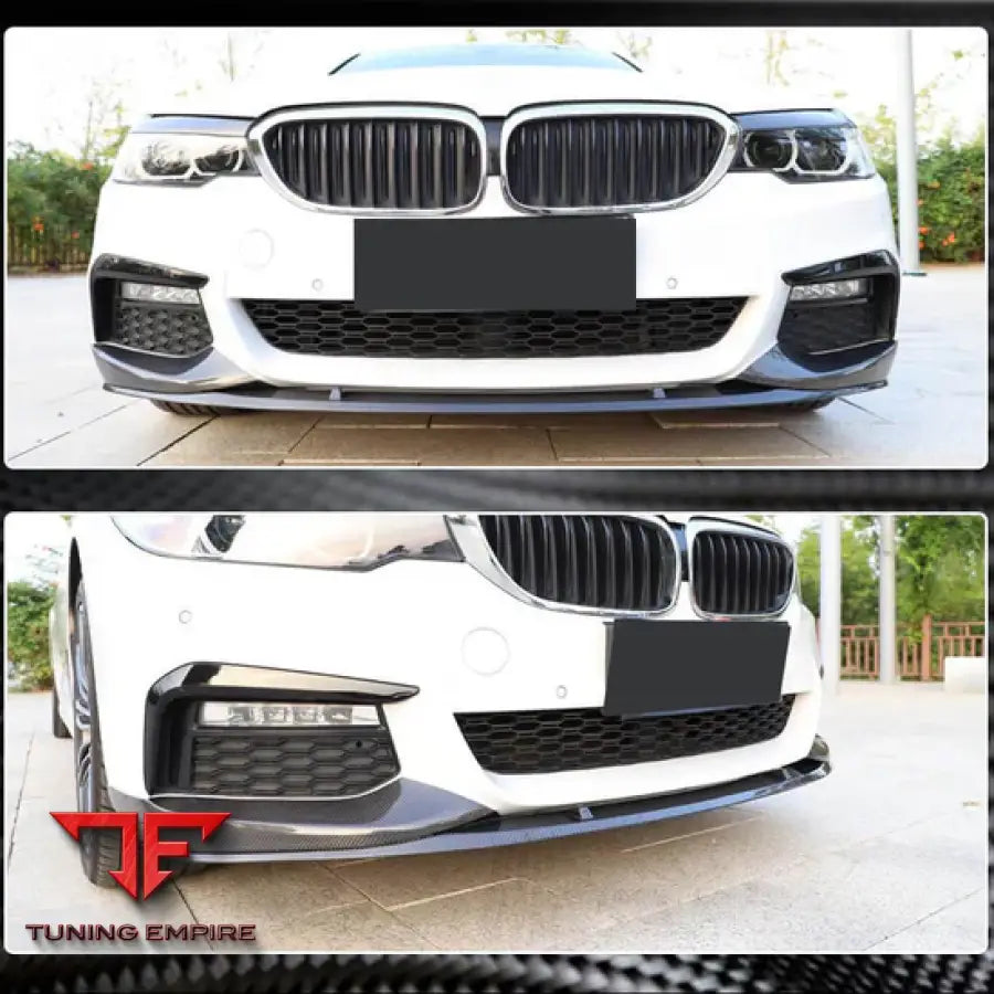 BMW 5-SERIES G30 G31 M SPORT PRE-LCI CARBON FIBER FRONT BUMPER SPLITTERS 2017-2020Y
