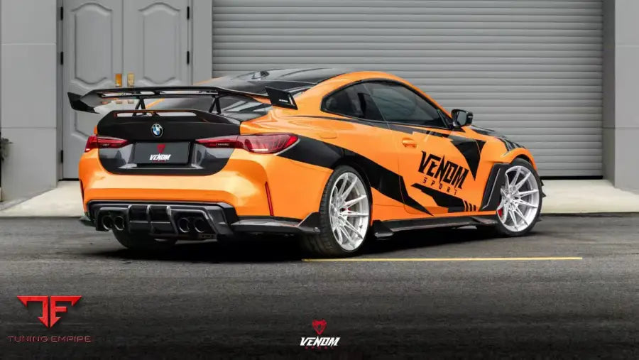 BMW M3 G80 G81 & M4 G82 G83 DRY PRE-PREG CARBON VENOM SPORT SERIES REAR DIFFUSER & CANARDS - Rear Diffuser
