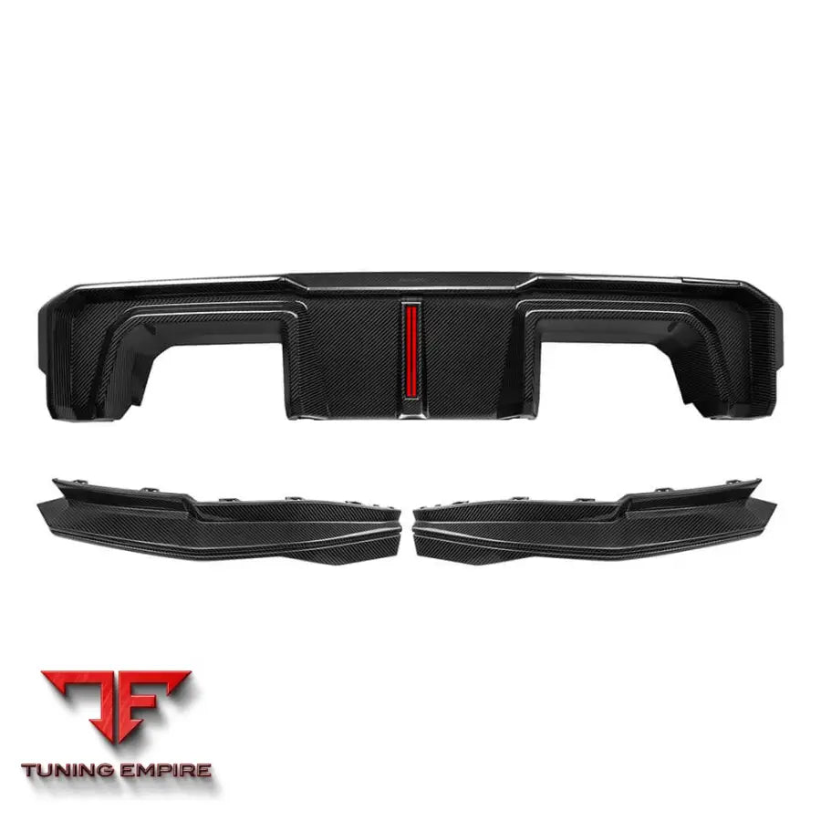 BMW M3 G80 REAR DIFFUSER W/BRAKE LIGHT IN PREPREG CARBON FIBRE (V2) - Carbon Fibre Parts