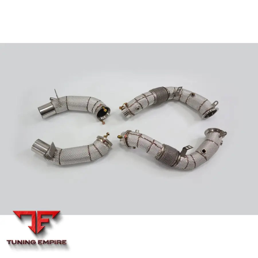 BMW M550i 750i 850i STAINLESS STEEL RAZOR EXHAUST DOWNPIPE WITH HEAT SHIELD