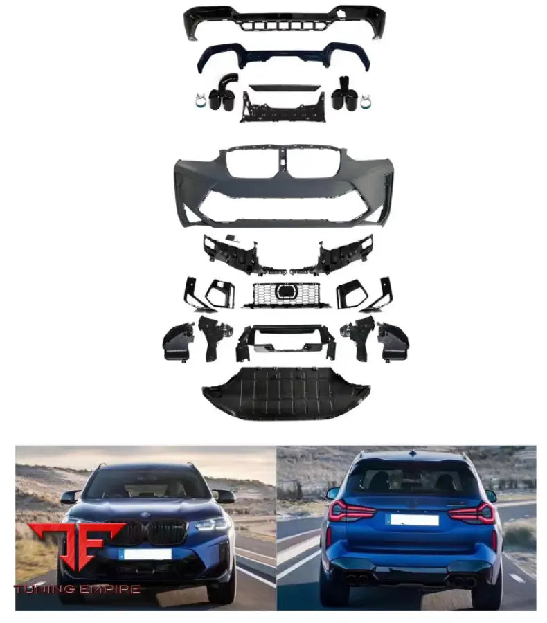 BMW X3 2021Y+ G01 LCI UPGRADE TO X3M (F97 LCI 2022) BODY KIT(FRONT BUMPER + GRILLE + REAR LIP+ EXHAUST TIPS) 2018Y+