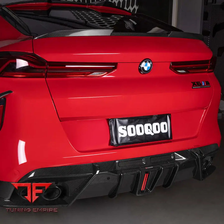 BMW X6M F96 REAR DIFFUSER W/BRAKE LIGHT IN PREPREG CARBON FIBRE - Carbon Fibre Parts