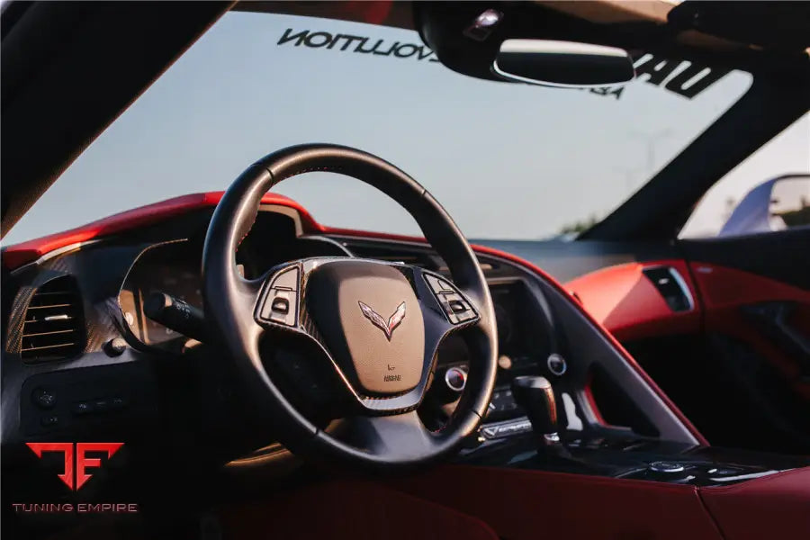 CORVETTE C7 Z06 GRANDSPORT DRY CARBON FIBER INTERIOR STEERING WHEEL COVER TRIM BSD