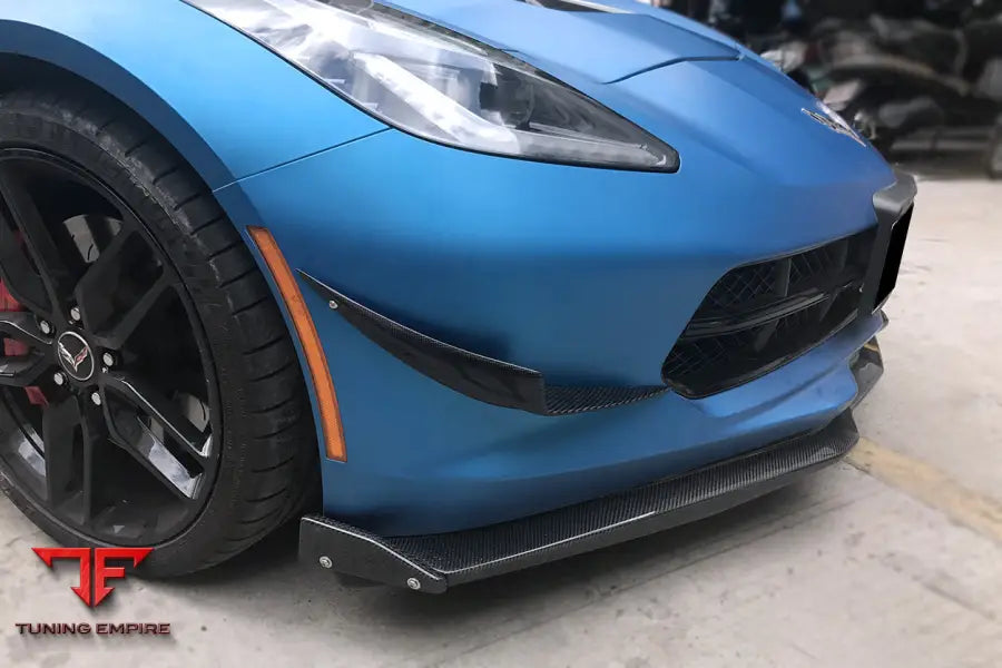 CORVETTE C7 Z51 Z06 GRANDSPORT CARBON FIBER STAGE3 STYLE FRONT LIP WITH STAGE2 WINGLETS BSD