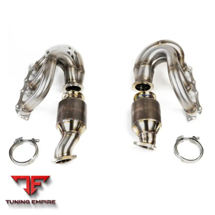 FABSPEED PORSCHE 981 CAYMAN GT4/BOXSTER SPYDER HEADERS WITH HJS CATALYTIC CONVERTERS (2015-2016)