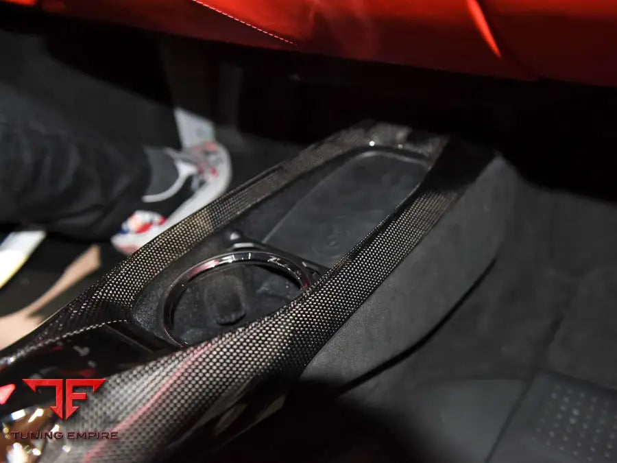 FERRARI 296 GTB & GTS OE STYLE DRY CARBON FIBER CENTER CONTROL SURROUND PANEL FRONT END
