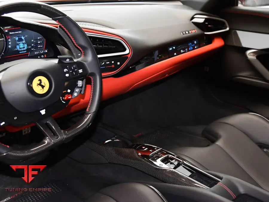 FERRARI 296 GTB & GTS OE STYLE DRY CARBON FIBER CENTER CONTROL SURROUND PANEL FRONT END