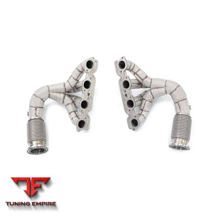 FERRARI 458 ITALIA STAINLESS STEEL RAZOR EXHAUST MANIFOLD WITH HEAT SHIELD