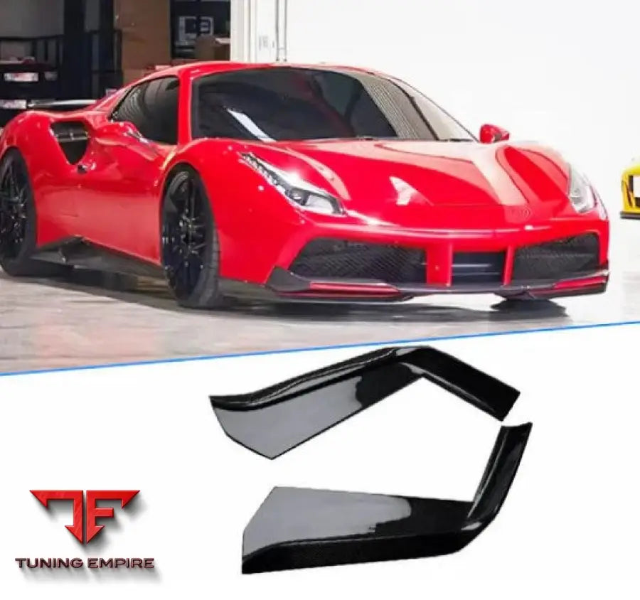 FERRARI 488 CONVERTIBLE COUPE 2-DOOR CARBON FIBER FRONT BUMPER SPLITTERS 2015-2019Y