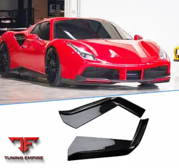 FERRARI 488 CONVERTIBLE COUPE 2-DOOR CARBON FIBER FRONT BUMPER SPLITTERS 2015-2019Y