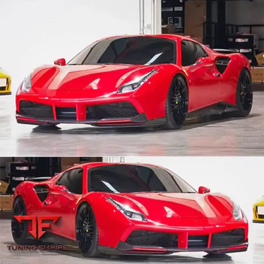 FERRARI 488 CONVERTIBLE COUPE 2-DOOR CARBON FIBER FRONT BUMPER SPLITTERS 2015-2019Y