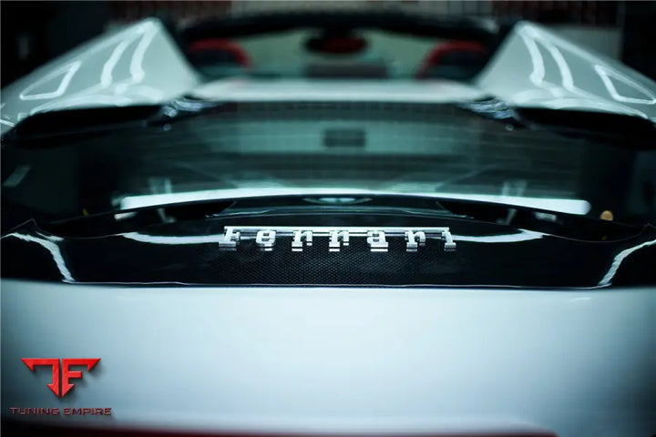 FERRARI 488 SPYDER 1X1 WEAVE DRY CARBON FIBER ENGINE HOOD WITH GLASS BSD