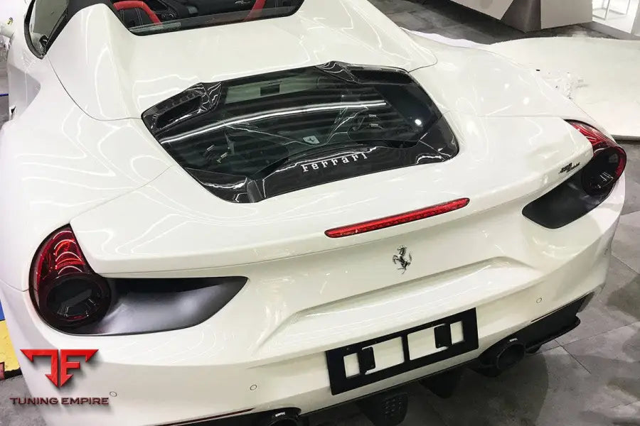 FERRARI 488 SPYDER 1X1 WEAVE DRY CARBON FIBER ENGINE HOOD WITH GLASS BSD