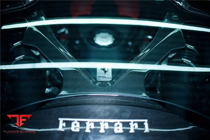 FERRARI 488 SPYDER 1X1 WEAVE DRY CARBON FIBER ENGINE HOOD WITH GLASS BSD