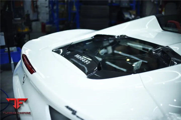 FERRARI 488 SPYDER DRY CARBON FIBER ENGINE HOOD WITH GLASS BSD