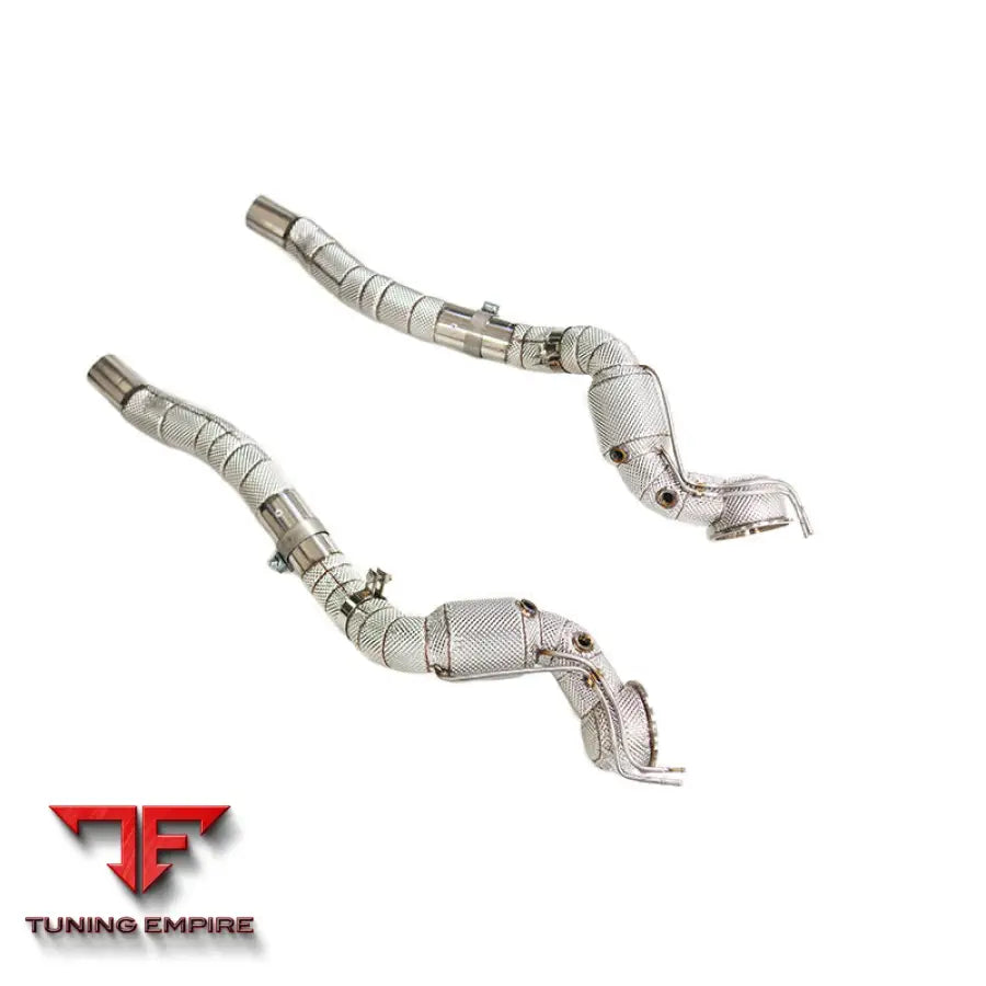 FERRARI 812 6.5L OPF STAINLESS STEEL RAZOR EXHAUST DOWNPIPE WITH HEAT SHIELD