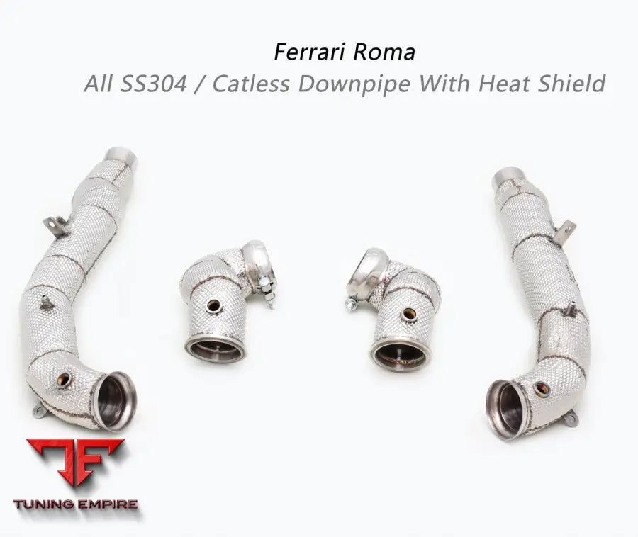 Ferrari Roma All Ss304 Catless Downpipe With Heat Shield Exhaust System