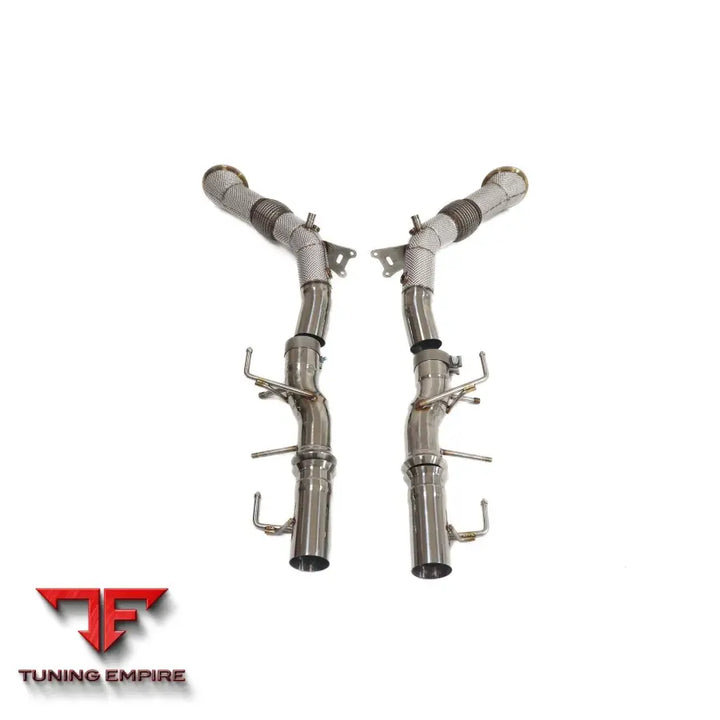 FERRARI SF90 STAINLESS STEEL CATBACK RAZOR EXHAUST DOWNPIPE WITH HEAT SHIELD