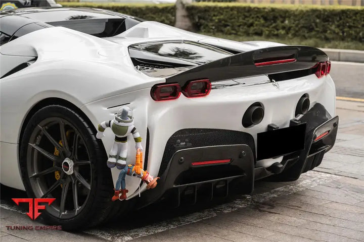 FERRARI SF90 STRADALE ASSETTO FIORANO STYLE AUTOCLAVE CARBON FIBER TRUNK SPOILER BSD