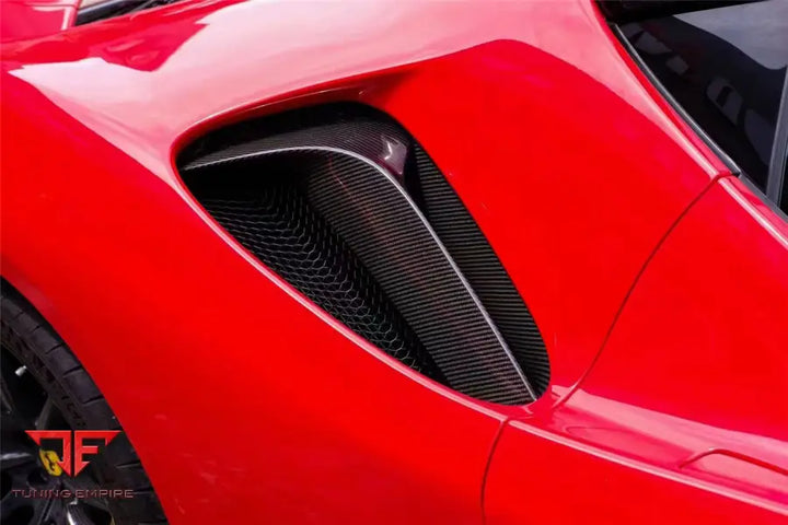 FERRARI SF90 STRADALE OE STYLE AUTOCLAVE CARBON FIBER QAURTER PANEL SIDE SCOOPS BSD
