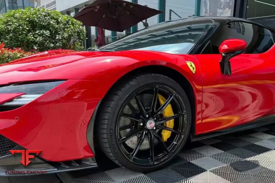 FERRARI SF90 STRADALE OE STYLE AUTOCLAVE CARBON FIBER FRONT BUMPER SIDE AIR VENTS BSD