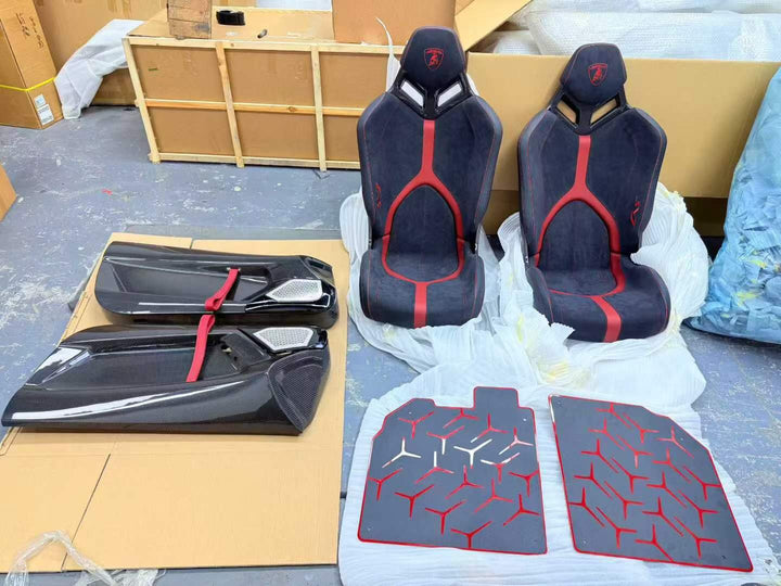 LAMBORGHINI AVENTADOR SVJ STYLE CUSTOM SEATS & FLOOR MATS