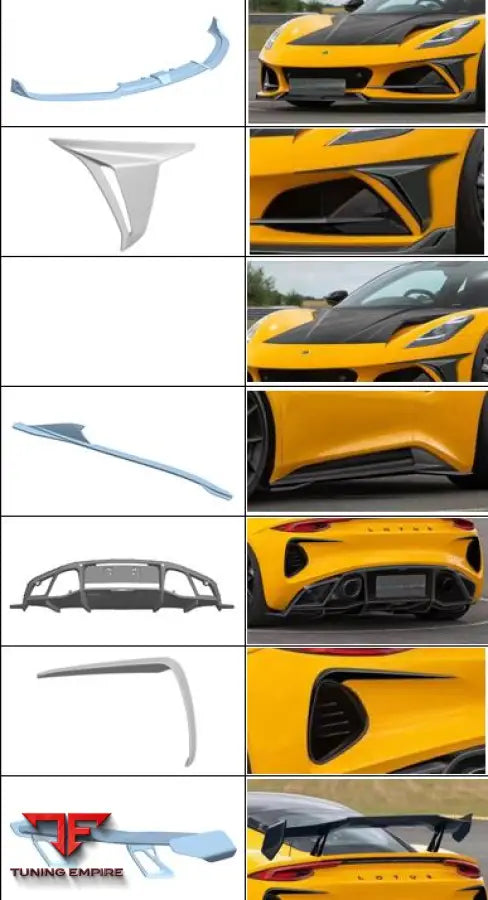LOTUS EMIRA CARBON FIBER PARTS
