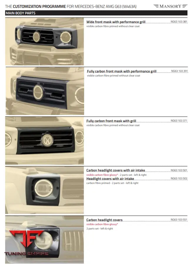 Mansory Mercedes-Benz Amg G63 (W463A) Add On Parts