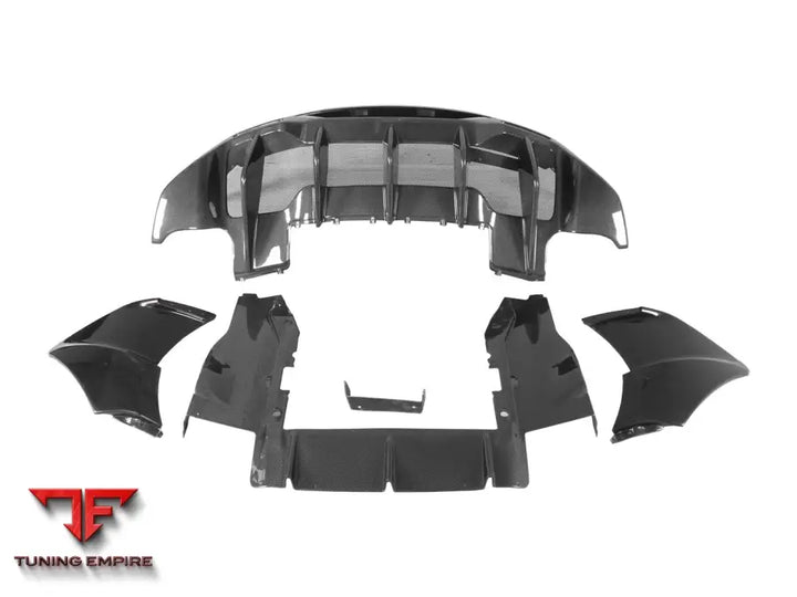 MCLAREN 540C & 570S & 570GT 600LT-STYLE PARTIAL CARBON FIBER REAR BUMPER WITH DIFFUSER AND TRUNK SPOILER AND ENGINE