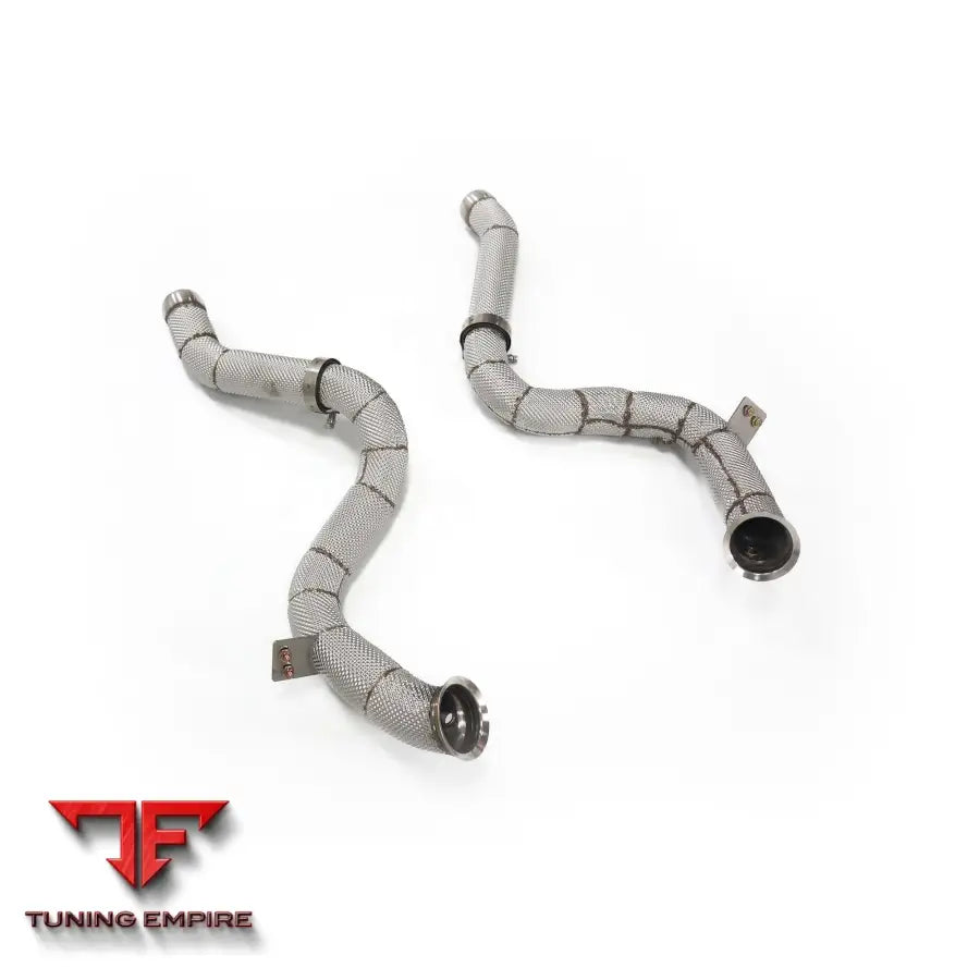 MERCEDES BENZ C-CLASS C63 W205 STAINLESS STEEL RAZOR EXHAUST DOWNPIPE WITH HEAT SHIELD
