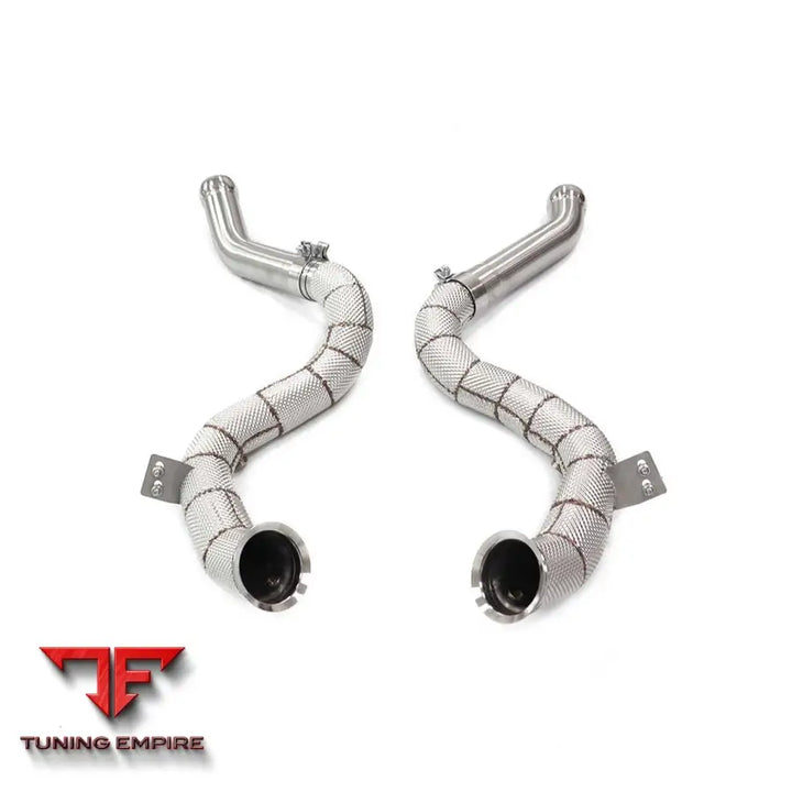 MERCEDES BENZ C-CLASS C63 W205 STAINLESS STEEL RAZOR EXHAUST DOWNPIPE WITH HEAT SHIELD