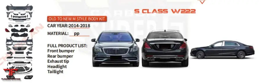 MERCEDES BENZ S CLASS W222 UPGRADE TO W222 MAYBACH BODY KIT