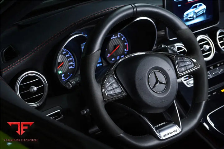 MERCEDES-BENZ W205 C63 AMG CARBON FIBER INTERIOR STEERING WHEEL TRIM BSD