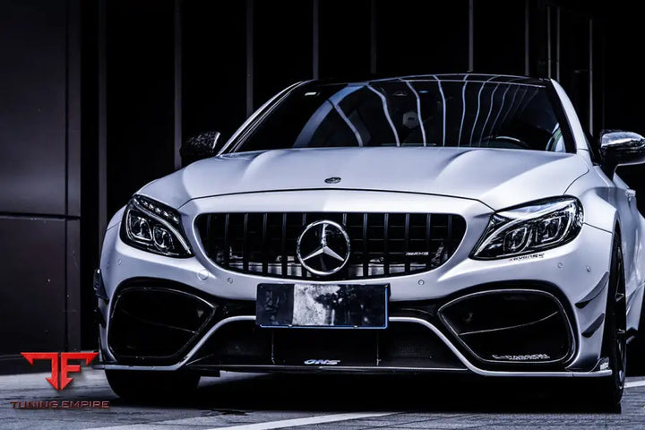 MERCEDES-BENZ W205 C63 & C63S AMG COUPE IMP PERFORMANCE PARTIAL CARBON FIBER FRONT BUMPER WITH CANARDS BSD