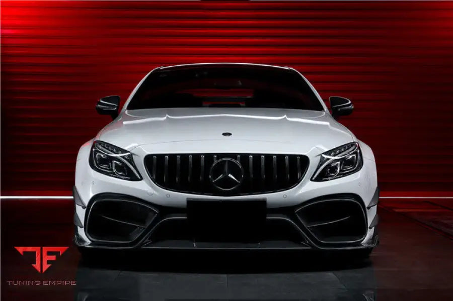 MERCEDES-BENZ W205 C63 & C63S AMG COUPE IMP PERFORMANCE PARTIAL CARBON FIBER FRONT BUMPER WITH GRILLE & CANARDS BSD