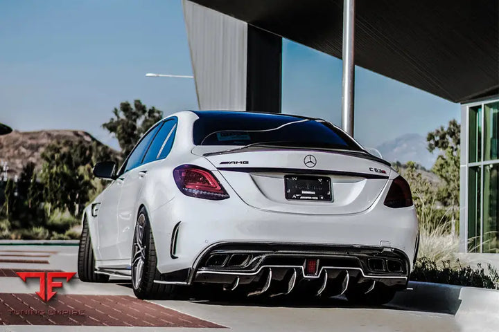 MERCEDES BENZ W205 C63S AMG SEDAN IMP PERFORMANCE CARBON FIBER REAR DIFFUSER W CAPS BSD