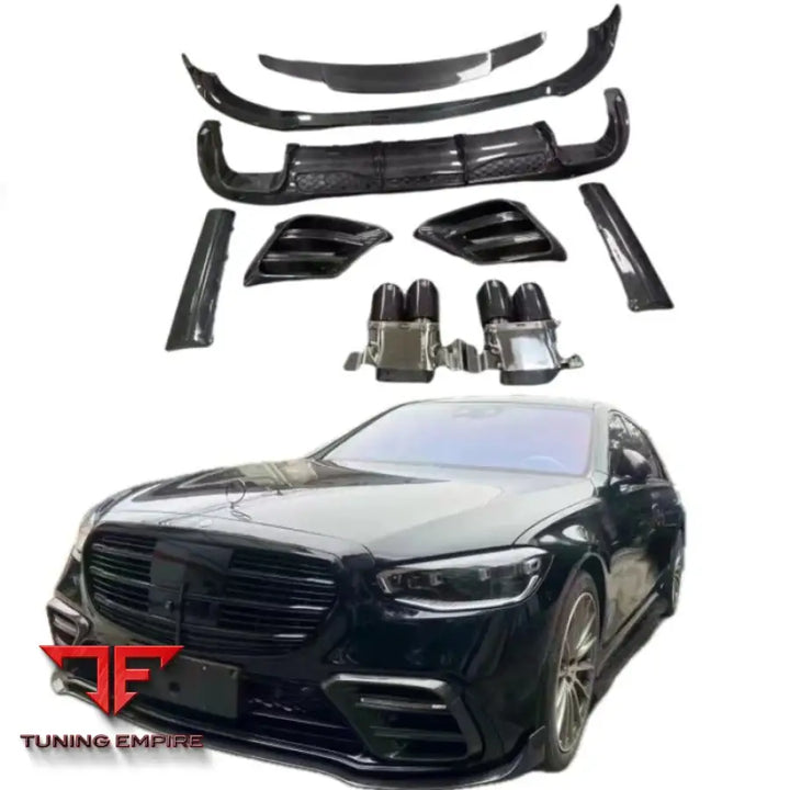 MERCEDES-BENZ W223 CARBON FIBER BODY KIT FRONT BUMPER LIP SIDE SKIRTS