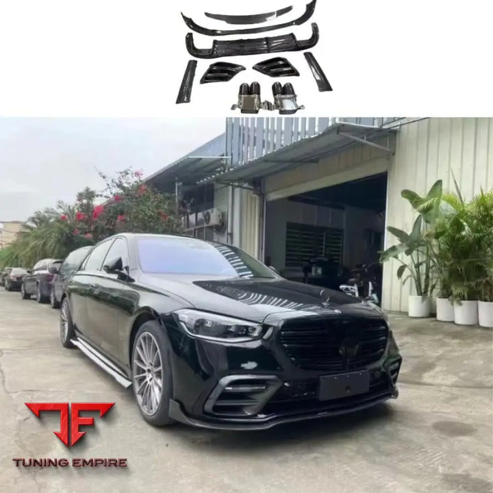 MERCEDES-BENZ W223 CARBON FIBER BODY KIT FRONT BUMPER LIP SIDE SKIRTS