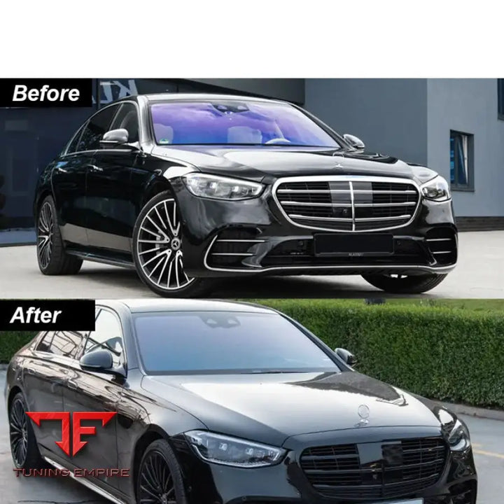 MERCEDES-BENZ W223 GLOSSY BLACK FRONT BUMPER GRILLE SPORT RACING TRIM