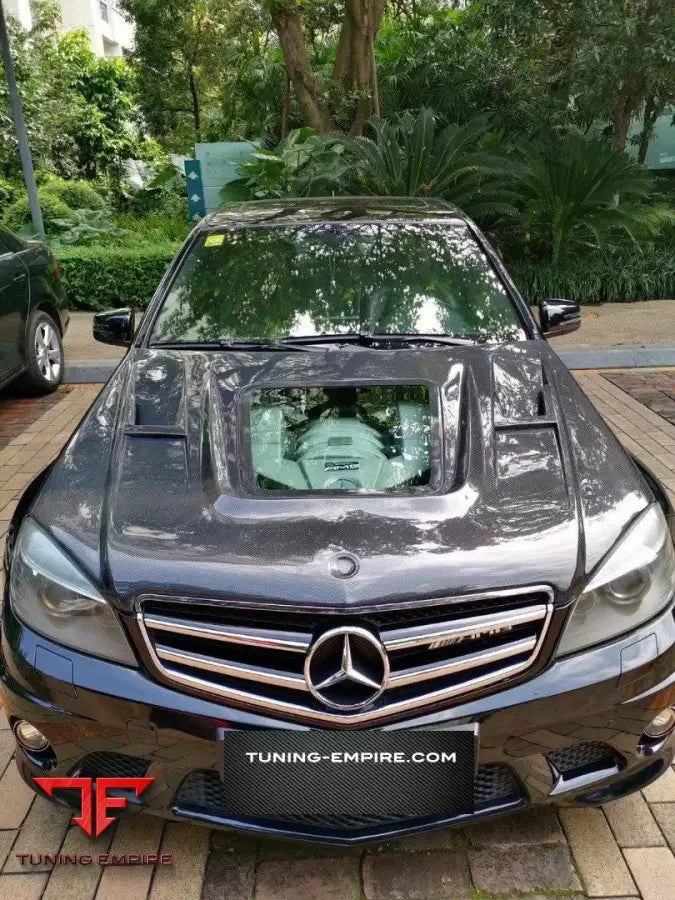 MERCEDES C63 AMG W204 CARBON HOOD WITH GLASS