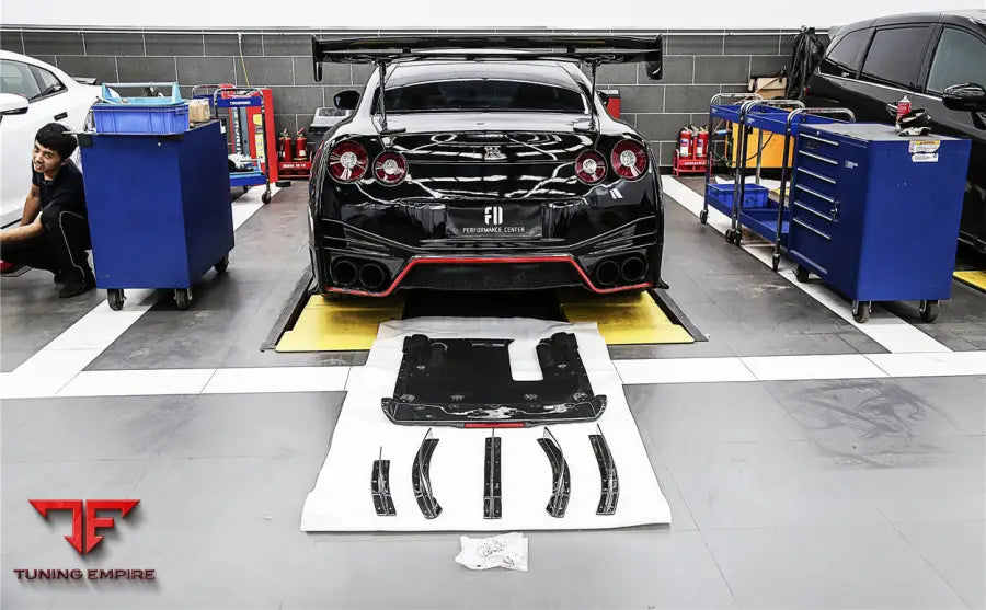 NISSAN GTR R35 DBA & EBA BKSS STYLE CARBON FIBER REAR DIFFUSER CANARDS BSD