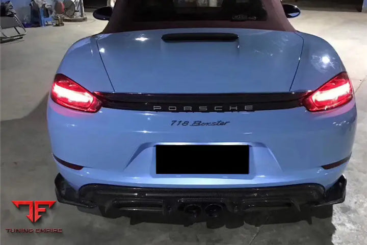 PORSCHE 718 CAYMAN & BOXSTER AM STYLE CARBON FIBER REAR LIP WITH CAPS BSD