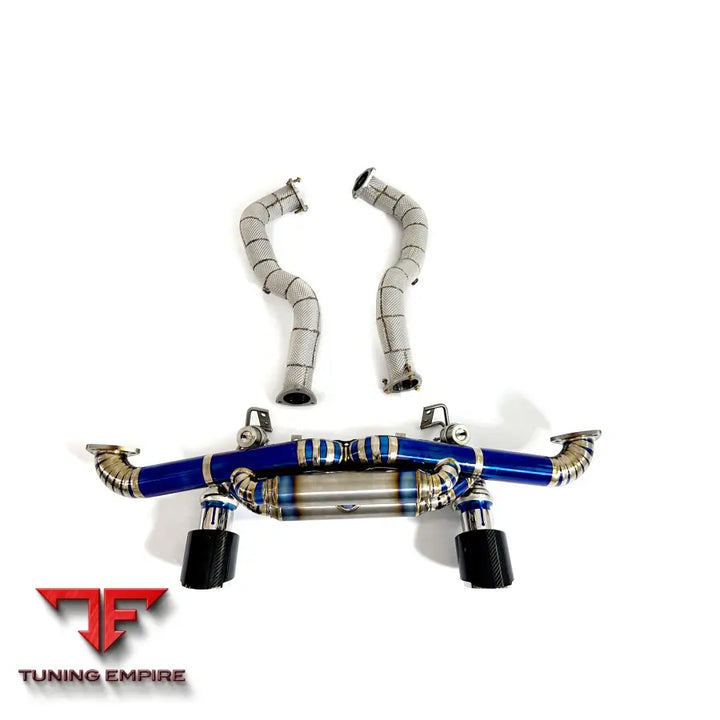 PORSCHE 718 GT4 RS 4.0L TITANIUM CATBACK RAZOR EXHAUST DOWNPIPE WITH MUFFLER VALVE